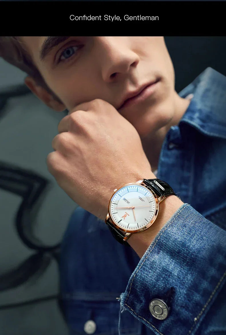 PLAYBOY Casual Simple Automatic Mechanical Men's Watches Original Waterproof Calendar High Quality Watch for Men