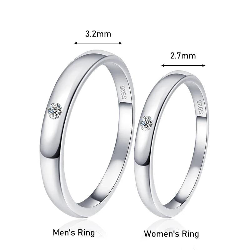 Full Moissanite Diamonds Ring Set for Women Men - Sterling Silver Wedding Promise Engagement Couple Rings Jewellery