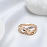 New Unique Creative Rolled 14K Rose Gold Micro-wax Inlay AAA Zircon Diamond Geometry Cross Rings - Modern Jewelry