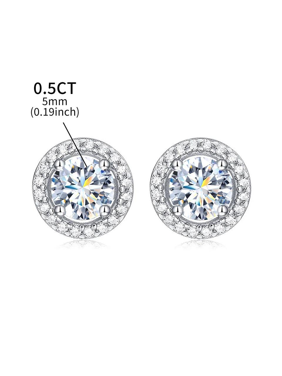 Luxury Certified Moissanite Diamonds Stud Earrings for Women/Men. Sterling Silver Round Halo Earrings Fine Jewellery - The Jewellery Supermarket