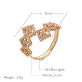 Delightful 14K Rolled Rose Gold AAA Zircon Dimonds Geometric Open Ring - Party Daily Fine Vintage Jewellery