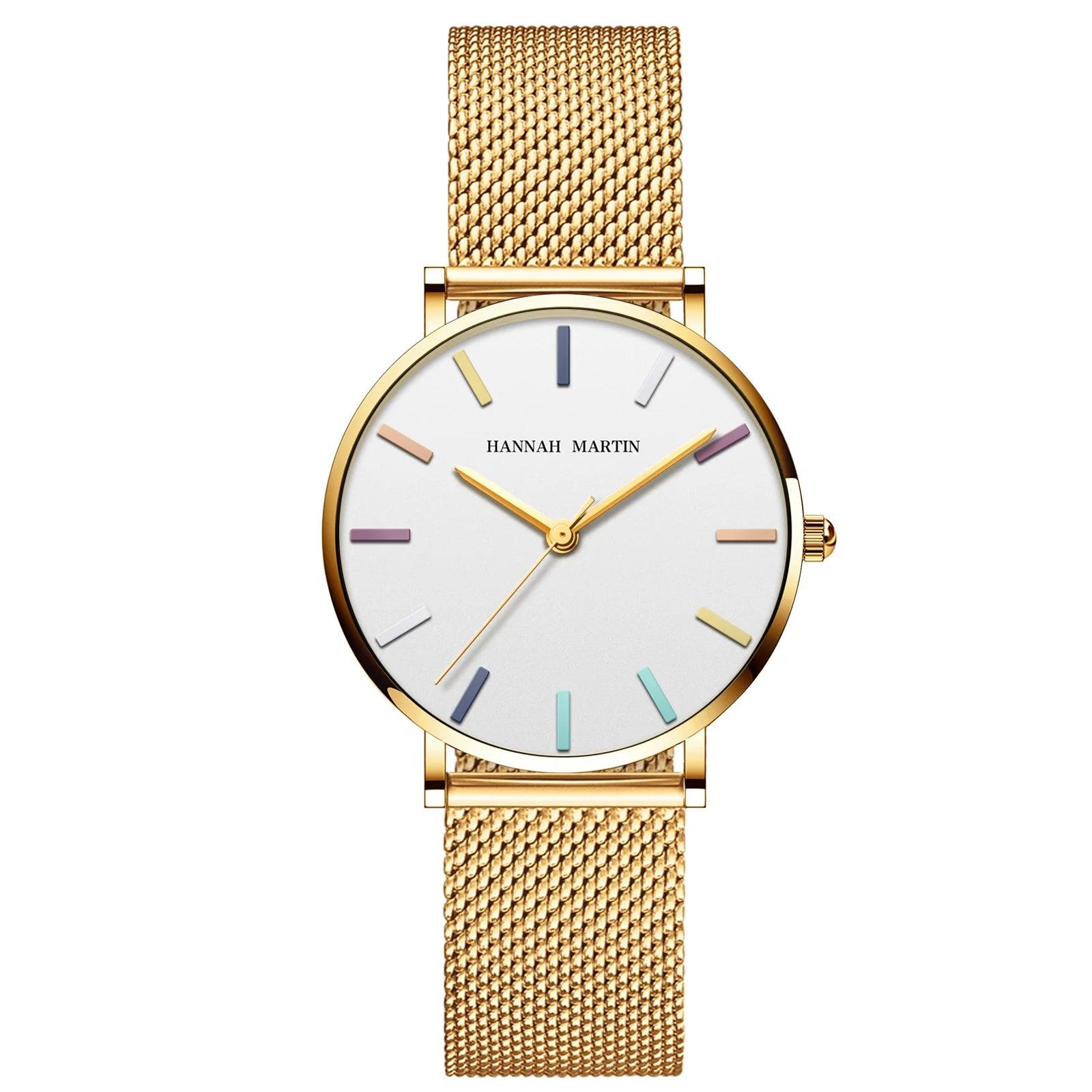 Elegant Luxury Brand Fashion Rosegold Colour Stainless Steel Mesh Strap Japanese Quartz Movement Ladies Watches