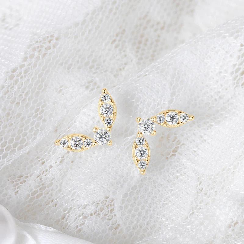 Minimalist Leaf-shape D Colour VVS1 Moissanite Diamonds Silver Earrings For Women Party Daily Fine Jewellery - The Jewellery Supermarket