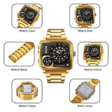 Trendsetter Casual 2 Display Chrono Hipster Waterproof Steel Bracelet Back Light Analog Digital Sport Watches - The Jewellery Supermarket