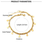 Double Layer Coin Disc Pendant Anklets - Gold Colour Stainless Steel Anti-allergic Rope Chain Jewellery - The Jewellery Supermarket