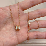 Luxury Trendy 14K Filled Rose Gold AAA Zircon Diamonds Barrrel Necklace For Women - Fine Jewellery