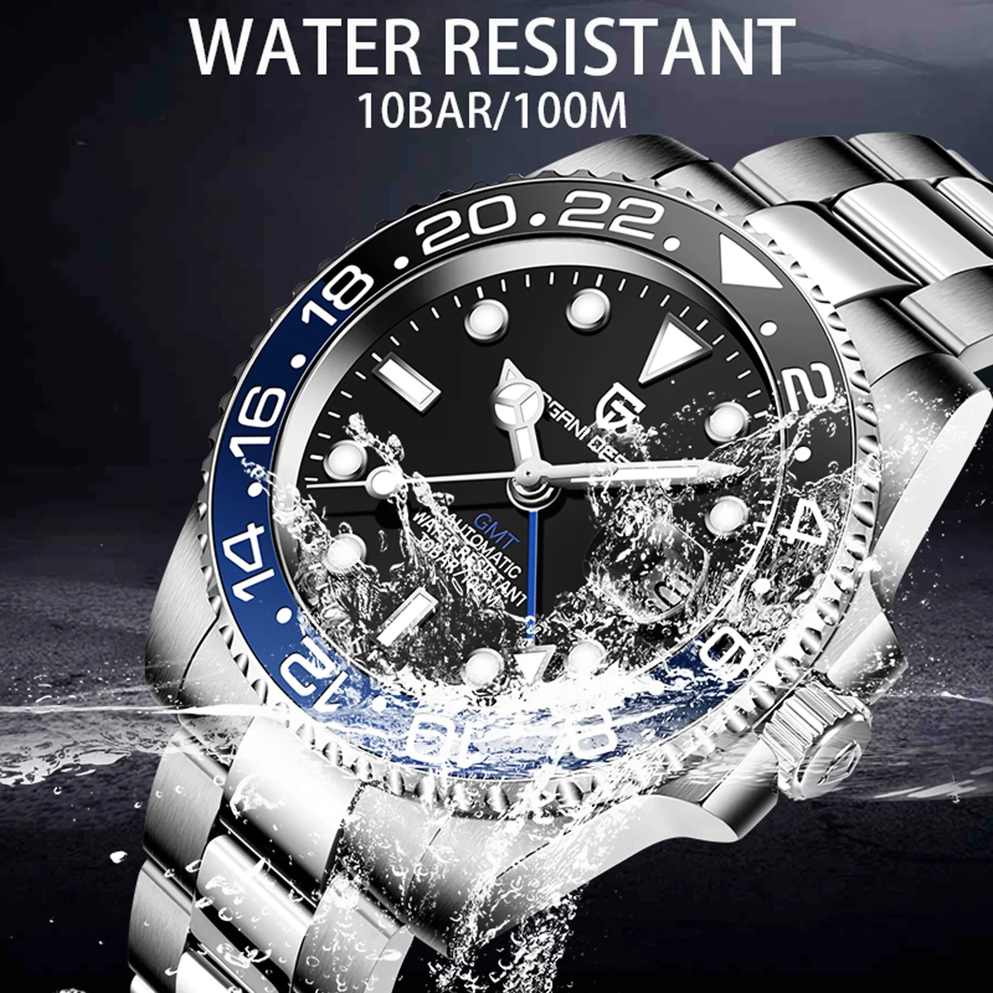 New Top Brand NH34 AR Coating Sapphire Glass Automatic Watch 100M Waterproof GMT Sports Mechanical Watches