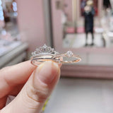 18K Rose Gold Plated D Color Moissanite Diamonds Crown Ring Set - 100% 925 Sterling Silver Fine Jewellery - The Jewellery Supermarket