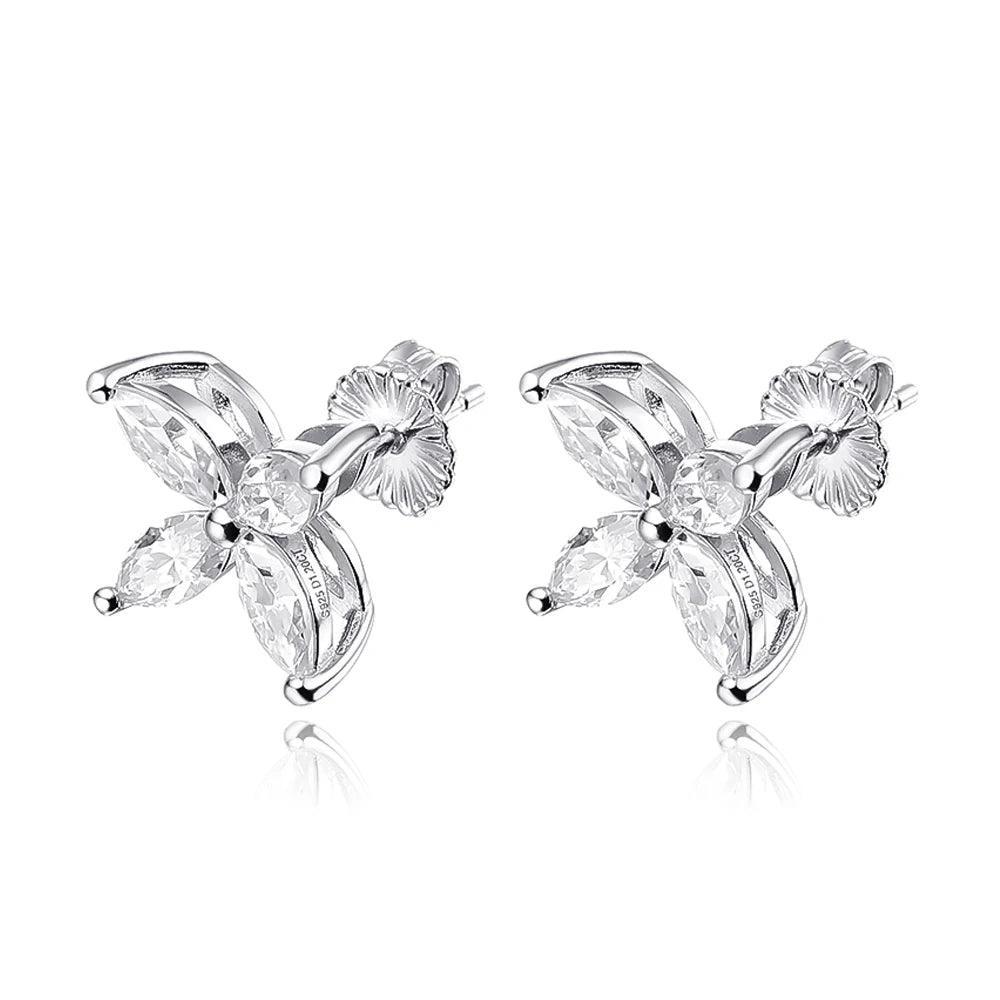 Elegant D Colour 4 Stones Horse Eye Cutting Moissanite Diamonds Stud Earrings For Women Silver Fine Jewellery - The Jewellery Supermarket