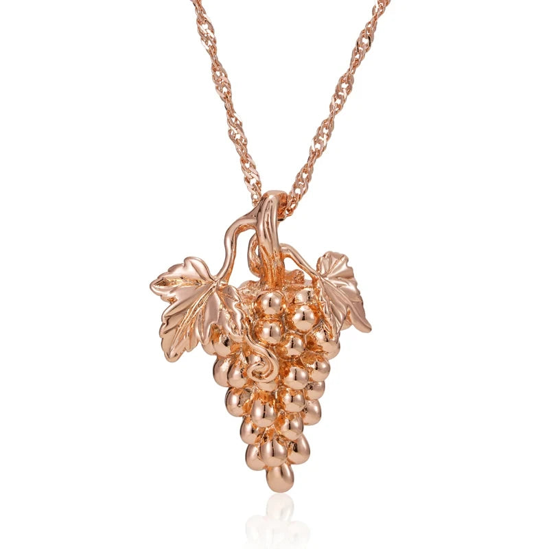 Amazing 14K Filled Rose Gold Grape Shape Pendant And Necklace For Women - Fashion Holiday Jewellery