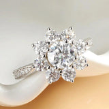 Brilliant GRA Certified VVS1 Moissanite Diamond Rings 925 Sterling Silver Sunflower Wedding Enggement Fine Jewellery
