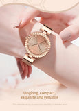Luxury Brand Elegant Gold Tone Geometric Dial Women's Quartz Movement Watches Stainless Steel Mesh Belt Watches