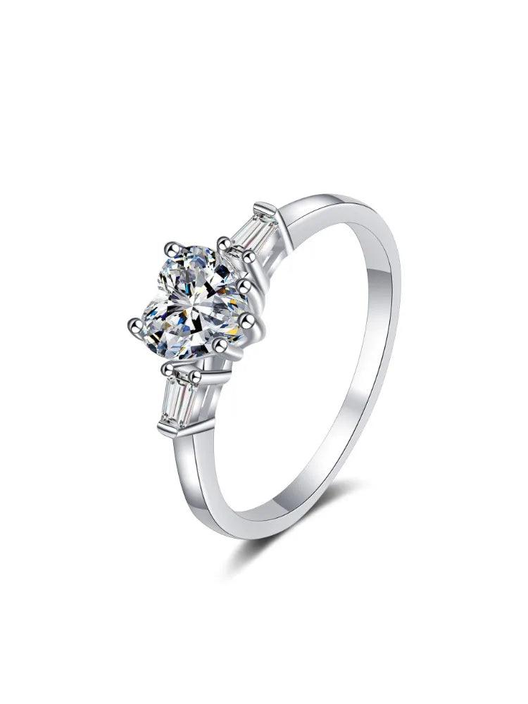 Fabulous Heart-shaped GRA Moissanite Diamonds Sterling 925 Silver Simple Marriage Proposal Fine Jewellery