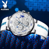 PLAYBOY Top Brand High Quality Luxury Men Watch Silicone Strap Waterproof Fashion Quartz Men's Watches