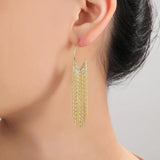Fashion Statement Long Gold Plated Bling Tassel Earrings For Women and Girls - Stainless Steel Daily Fashion Jewellery - The Jewellery Supermarket