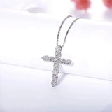 Stunning D Colour VVS1 5mm 5.5ct Cross Necklace with Moissanite Diamonds - Silver Fine Christian Jewellery - The Jewellery Supermarket