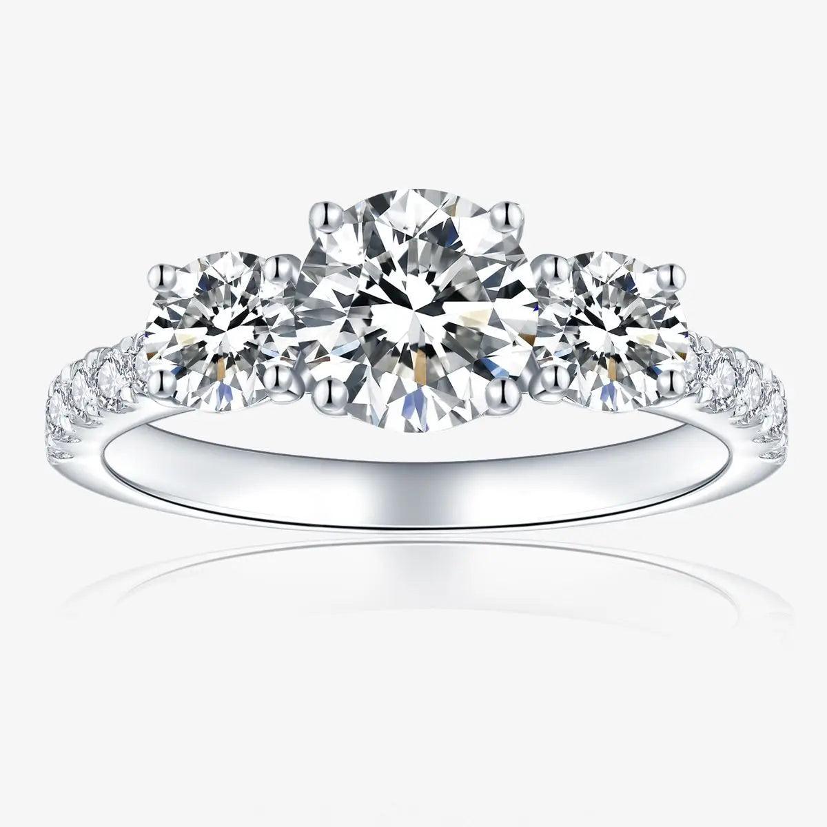 Wonderful 5 Stones Sparkling 18KGP 3.6CT All Moissanite Diamonds Rings Wedding Engagement Sterling Silver Jewellery