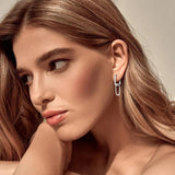 Trendy 14KGP Moissanite Diamonds 0.3CT D Color Paperclip Link Silver Huggie Hoop Earrings Fine Jewellery - The Jewellery Supermarket