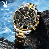 PLAYBOY Casual Business New Original Stainless Steel Multifunction Waterproof Luxury Quartz Men's Watches