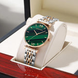 New Design Elegant Green Malachite Dial Ladies Watches Japanese Quartz Movement Stainless Steel Strap Waterproof Watches