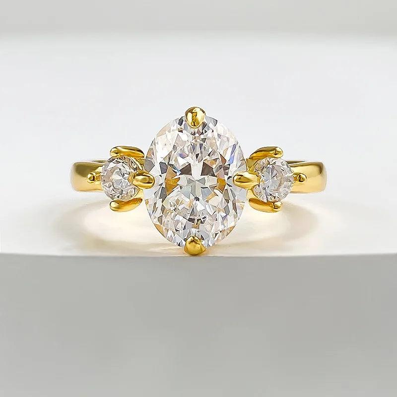Exquisite GRA Certified 2CT Oval Cut Moissanite Diamonds Engagement Wedding Ladies Rings 925 Silver Fine Jewellery