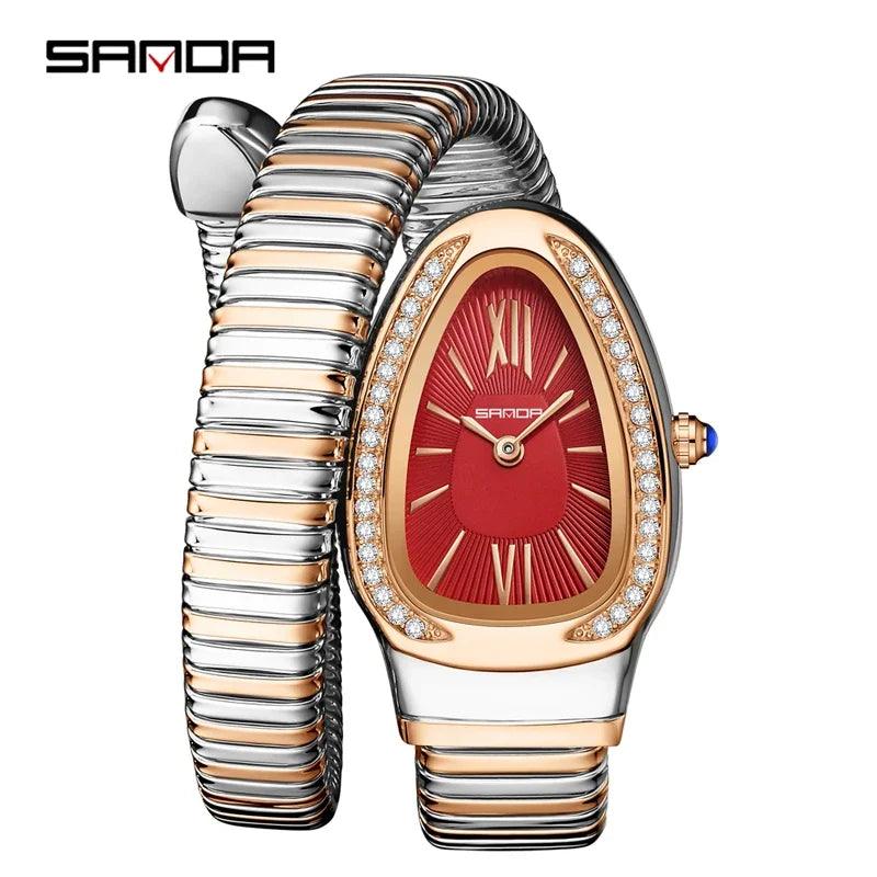 New Arrival High-End Snake Shaped Zircon Diamonds Inlaid Women's Retro Lightweight Luxury Quartz Watches