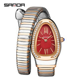 New Arrival High-End Snake Shaped Zircon Diamonds Inlaid Women's Retro Lightweight Luxury Quartz Watches