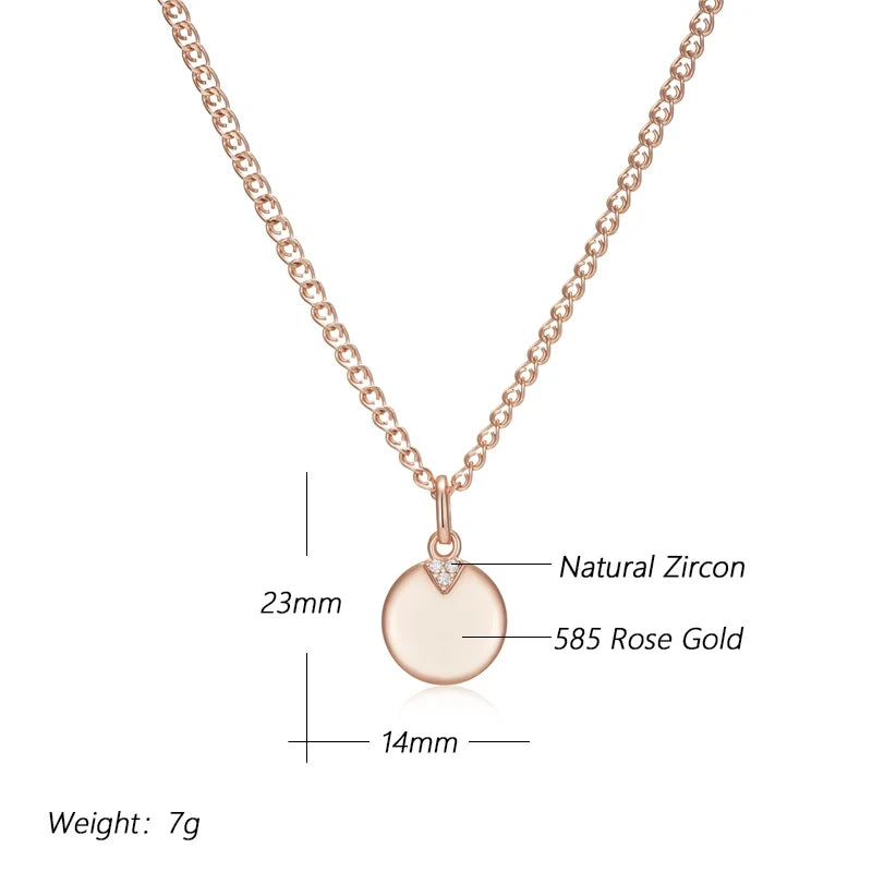Charming Simple Round Rolled 14K Rose Gold AAA Zircon Diamonds Pendant Necklace for Women - Fashion Jewellery