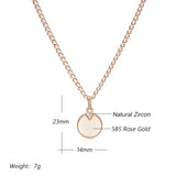 Charming Simple Round Rolled 14K Rose Gold AAA Zircon Diamonds Pendant Necklace for Women - Fashion Jewellery