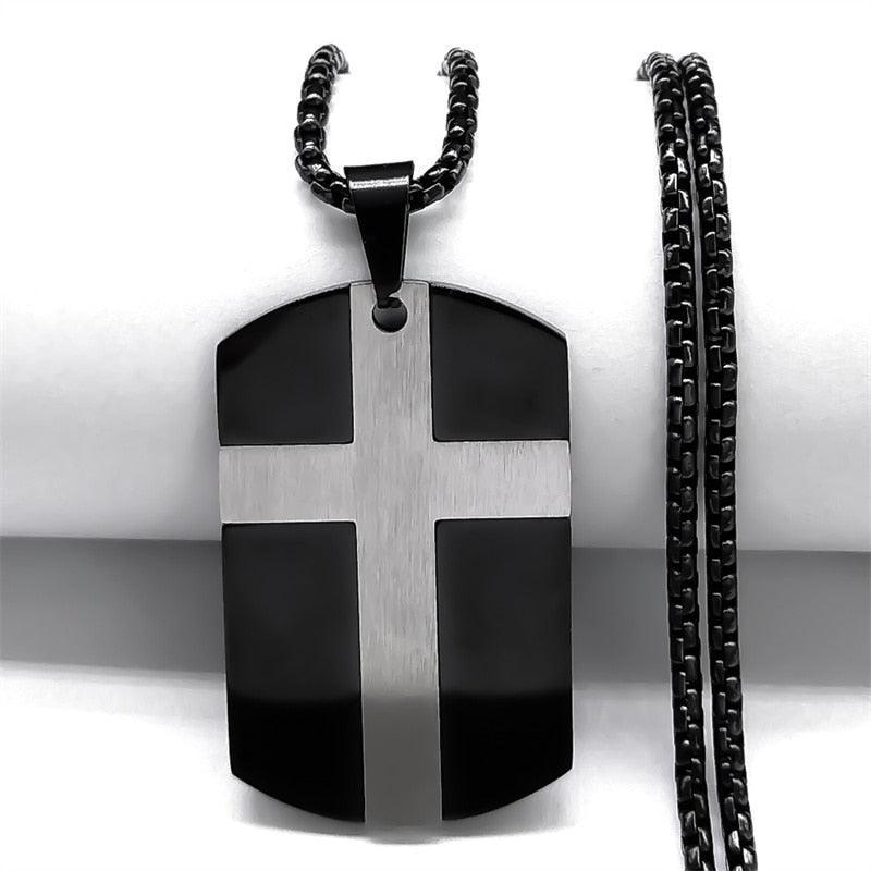Christian Jesus Cross Necklace - Stainless Steel Fear Not for I Am with You Bible Verse Encourage Jewellery - The Jewellery Supermarket