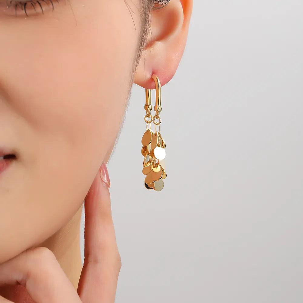 Fashion Statement Long Gold Plated Bling Tassel Earrings For Women and Girls - Stainless Steel Daily Fashion Jewellery - The Jewellery Supermarket