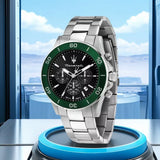 Maserati Original Green Water Ghost Trend Sports Watch Europe and America Style Authentic Quartz Wristwatch