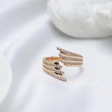 Dazzling 14K Rolled Rose Gold Micro Wax Inlay AAA Zircon Diamonds Daily Fine Open Ring for Women, Fine Jewellery