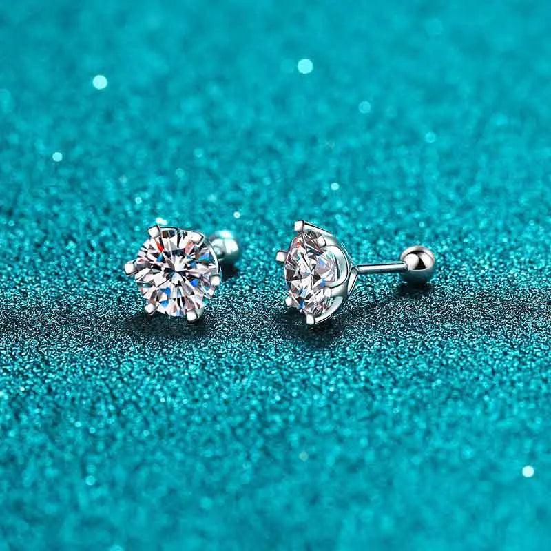 Splendid 8mm 2 Carat Moissanite Diamonds Stud Screw Thread Earrings For Women - 925 Sterling Silver Fine Jewellery - The Jewellery Supermarket