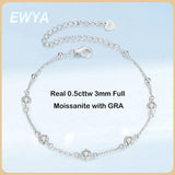 Charming Bubble Full 3mm 0.1CT D Colour Moissanite Diamonds Silver Bracelets For Women, Bezel Link Hand Bracelets - The Jewellery Supermarket