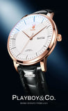 PLAYBOY Casual Simple Automatic Mechanical Men's Watches Original Waterproof Calendar High Quality Watch for Men