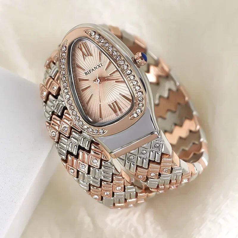 Luxury Snake Watches for Women  Top Brand Stainless Steel Creative Quartz Fashion Lady Dress Jewellery Wristwatches