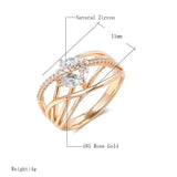 Luxury Rolled 14K Rose Gold AAA Zircon Crystal Geometric Cross Rings for Women  - Ethnic Jewellery