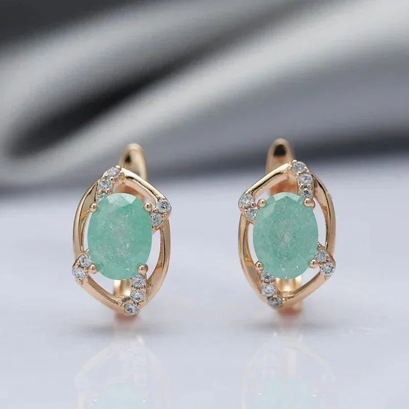 Luxury Snow Green 14K Rose Gold filled AAA Zircon Crystals Drop Earrings For Women - Trendy Jewellery