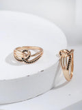 Luxury Geometric Line Cross Rolled 14K Rose Gold With Black AAA Zircon Crystals Ring - Fashion Vintage Jewellery