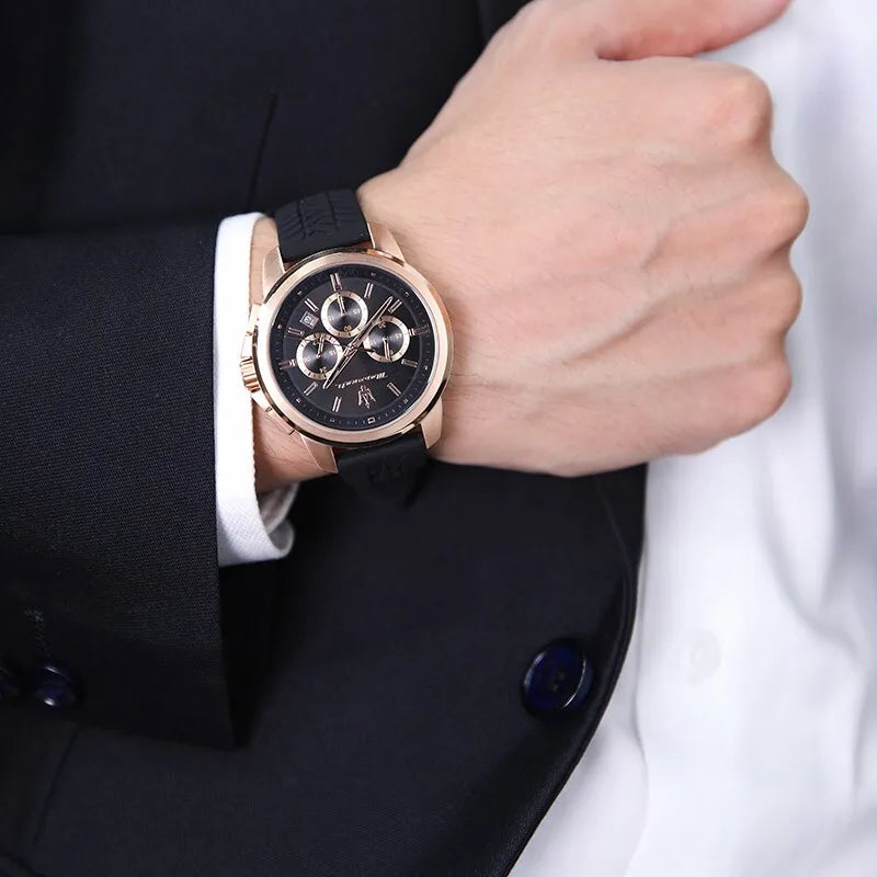 Maserati Luxury Watch Men's Sports Racing Success Series Fashion Multifunction Waterproof Silicone Strap Quartz Watch