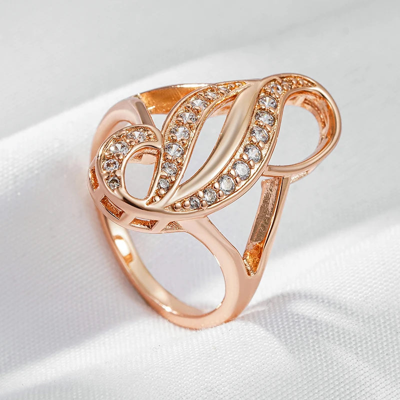 Luxury Fashion New Arrival 14K Rolled Rose Gold AAA Zircon Diamonds Big Ring - Fine Ethnic Wedding Jewellery