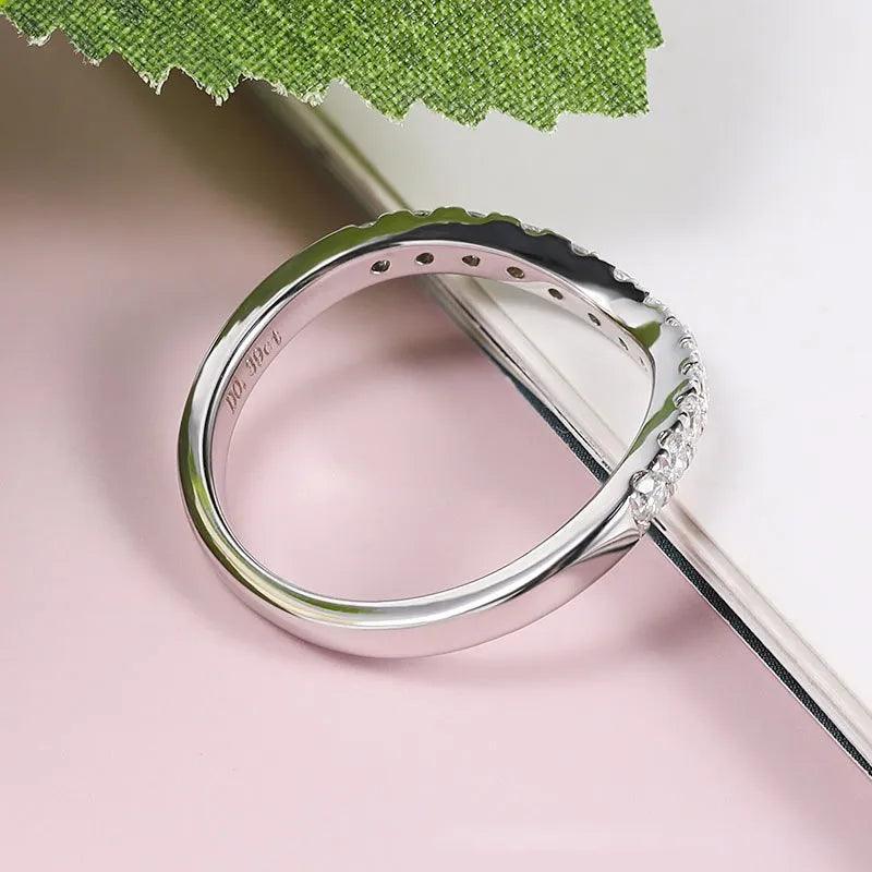 Adorable D Color 0.39ct Curved Half Eternity Moissanite Diamonds Rings, Wedding Engagement Silver Rings - The Jewellery Supermarket