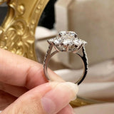 Brilliant GRA Certified VVS1 Moissanite Diamond Rings 925 Sterling Silver Sunflower Wedding Enggement Fine Jewellery