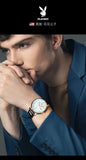 PLAYBOY Casual Simple Automatic Mechanical Men's Watches Original Waterproof Calendar High Quality Watch for Men