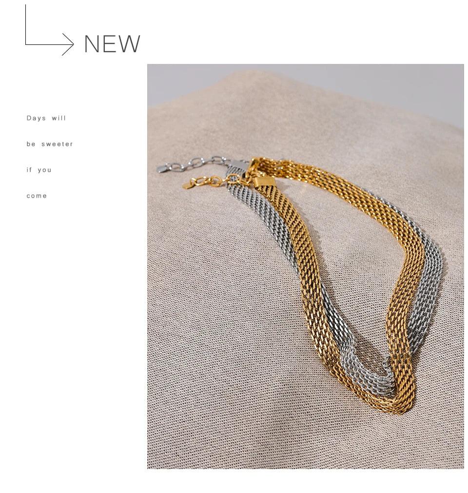 New Waterproof Stainless Steel Metal Cuban Chain Wide Neck Necklace Gold Silver Colour Trendy Statement Jewellery - The Jewellery Supermarket