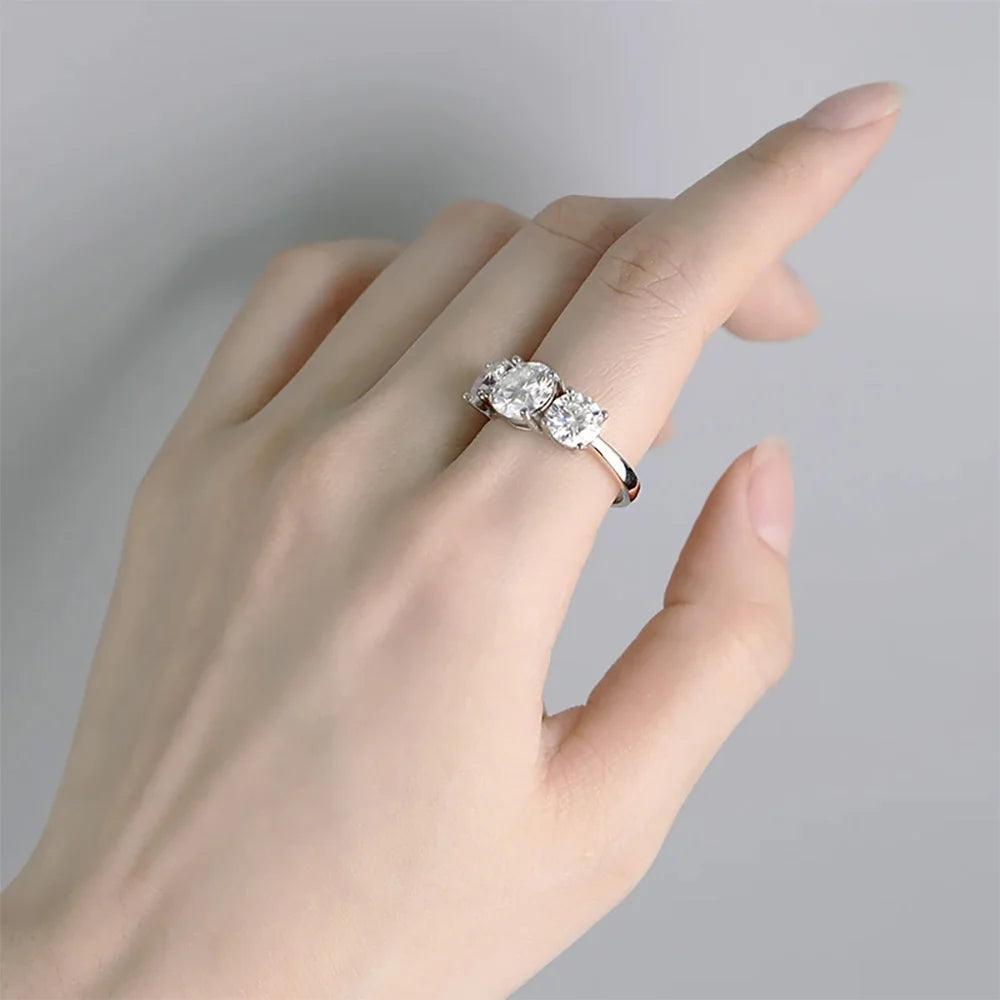 Awesome 2/4ct D Colour Moissanite Diamonds Row Rings Sparkling S925 Silver 18KGP Wedding Engagement Bridal Jewellery