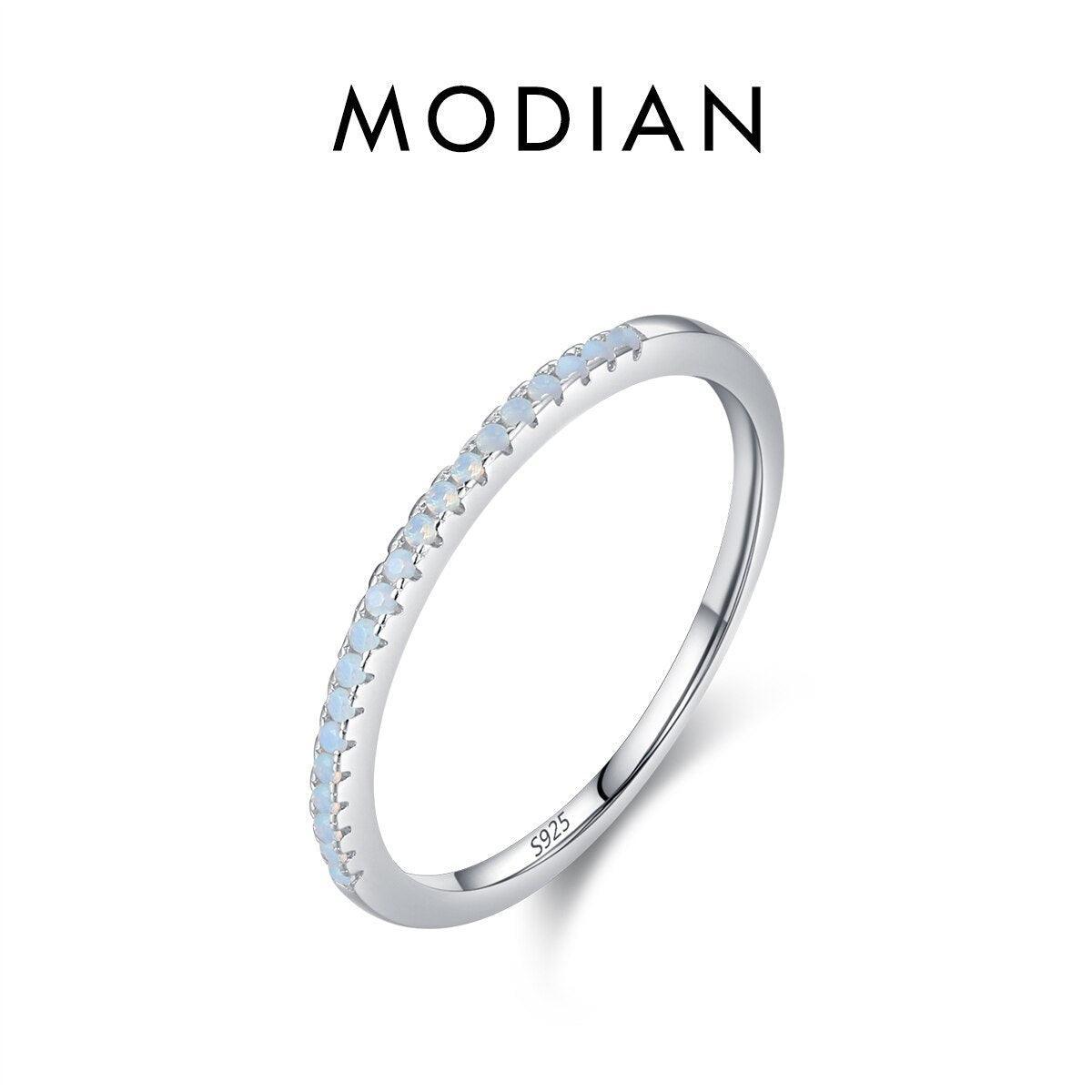 Sterling Silver Exquisite Slim Stackable Rings Clear AAAA Simulated Gradient Pink Blue Crystal Ring Fine Jewellery - The Jewellery Supermarket