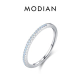 Sterling Silver Exquisite Slim Stackable Rings Clear AAAA Simulated Gradient Pink Blue Crystal Ring Fine Jewellery - The Jewellery Supermarket