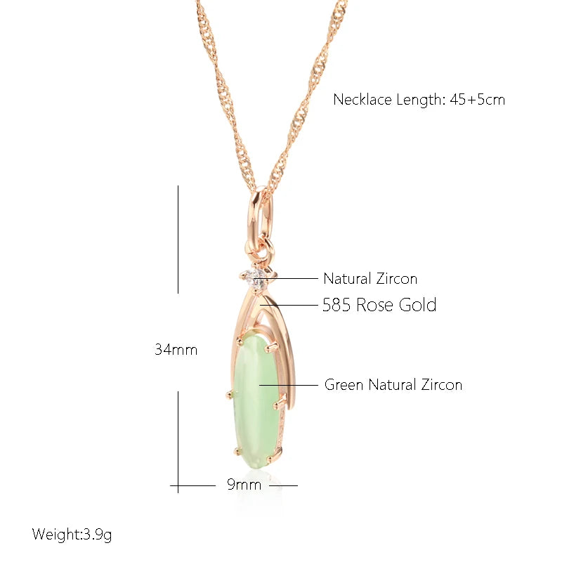 Personality 14K Filled Rose Gold Oval Mist Green AAA Zircon Pendant - Luxury Necklace for Women Party Jewellery